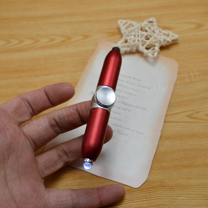 Popular Spinner Pen Light up Pen Multifunctional Mini Plastic Finger Fidget Spinner Stylus Pen With Led Light