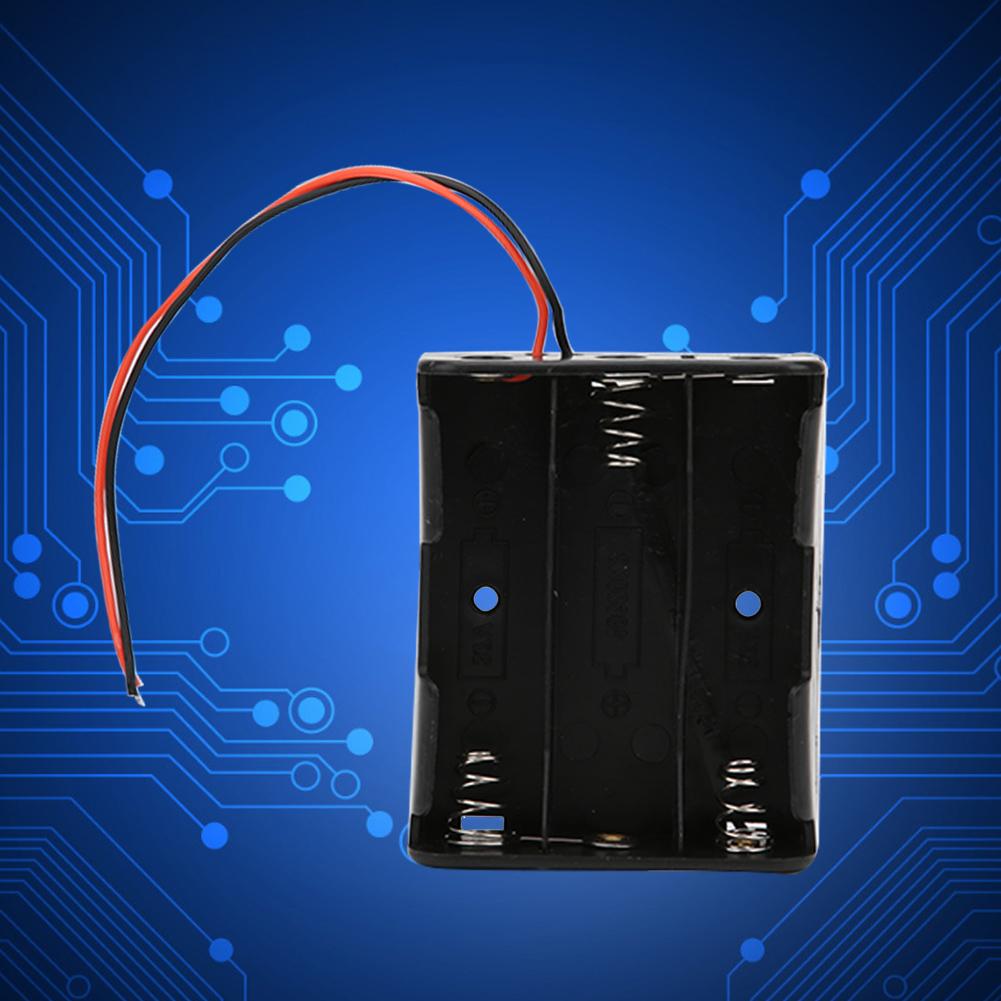 5 Pcs 18650 Battery Case 3 Slot Black Battery Holder with 2 Lead Wire Serial Connection