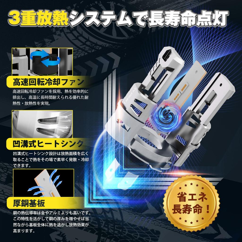 Neues Modell H4 LED-Lampe Perrace H4 LED-Scheinwerfer für Motorräder und Warm Super Kompatibel mit Dreifach-Wärme-Lüfter Lange Fahrzeuginspektion Geräusch 2er-Pack