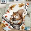 1pc Autumn Squirrel Pattern Printed Blanket, Warm and Comfortable, Multiple Sizes Available, Suitable for Living Room, Bedroom, Study, Office, Outdoor
