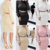Stylish 2pcs/set Winter Sexy Womens Sweater Dress Bodycon Crop Top And Skirt Set