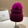 Iceland~ Flowers and Teen Stars Big Hairball Sweet and Cute Wool Hat Winter Warm Rabbit Hair Knitted Hat