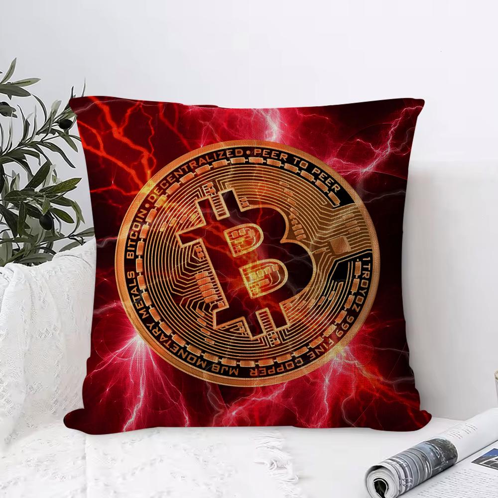 Classic Bitcoin Cushion Cover Eco Linen Pillow Case DoubleSided Print Breathable Durable Hidden Zipper Home Decor Gift