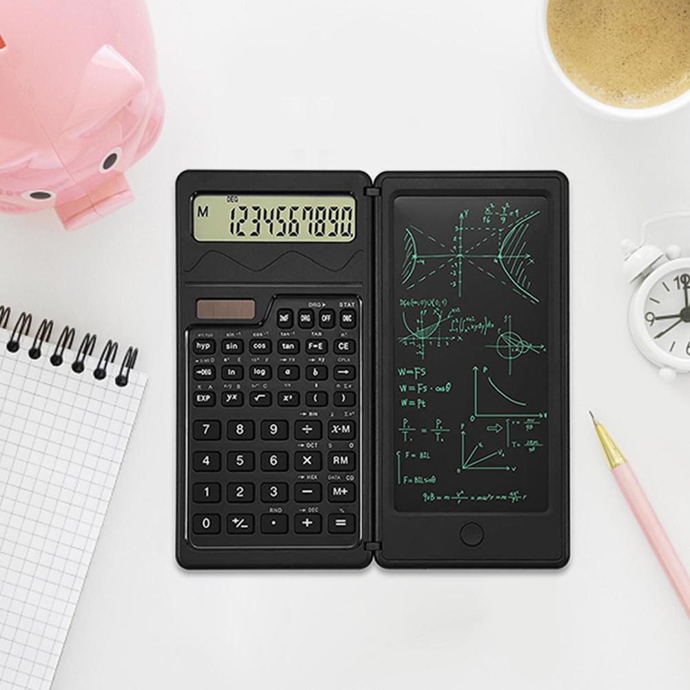 Folding Scientific Calculator Solar/Battery Dual Powered Scientific Calculator With Writing Tabletfor Students Teacher Engineer