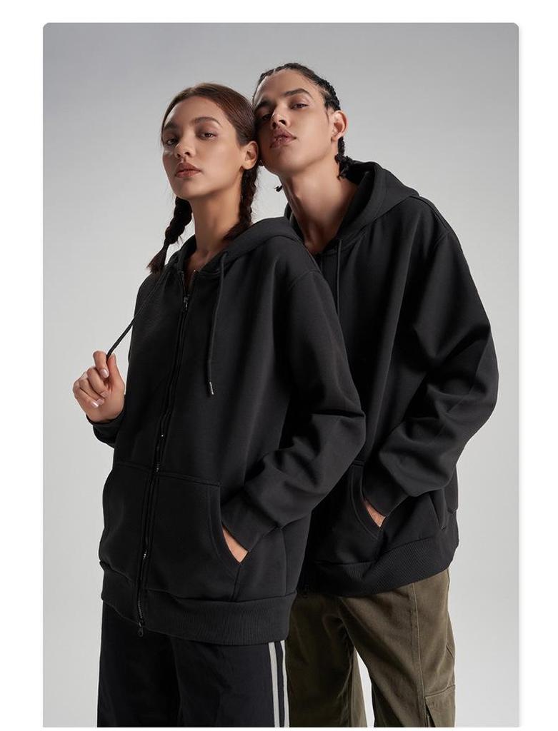 Custom Men's 330g Regular Fit Zip-Up Hoodie with Logo Print
