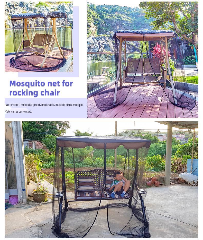 Patented Mosquito Net Outdoor Rocking Chair with Shade - Modern American Design for Garden & Balcony