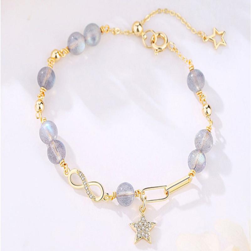 

Браслет из натурального серого лунного камня, женский браслет Mobius Lucky Crystal, браслет в стиле INS, дизайн браслета, подарок