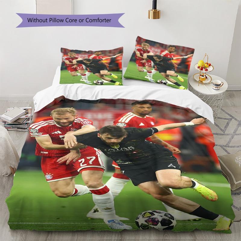 Bayern Munich 3PCS Football Bedding Set, Soccer Match Player Print Duvet Cover with 2 Pillow Shams, Football Fan Bedroom Bedding Kit, No Inner Fill