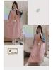 Women's Plus Size Cotton Nightdress - Cute Cartoon, Round Neck, Long Sleeve, Spring/Summer
