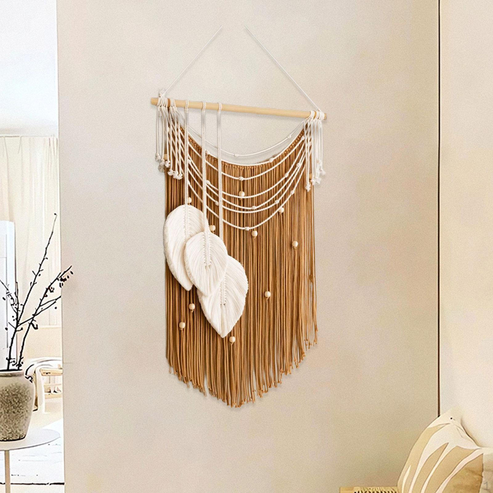 

Chic Leaf Wall Hanging Tapestry with Tassels for Office And Dorm