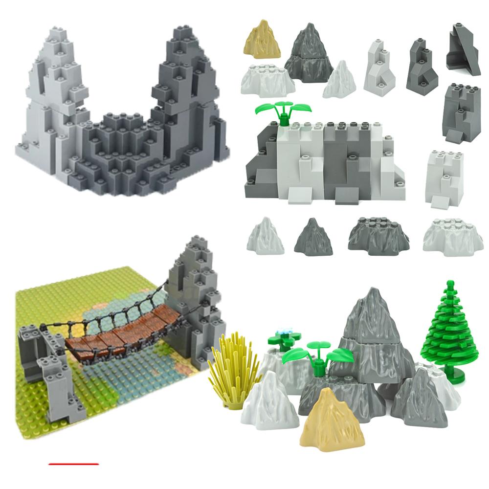 Moc Rock Panel 6082 6083 23996 47847 Rockery Mountain Scene DIY City Street View Bulk Hill Stone Building Blocks Toys For Gifts
