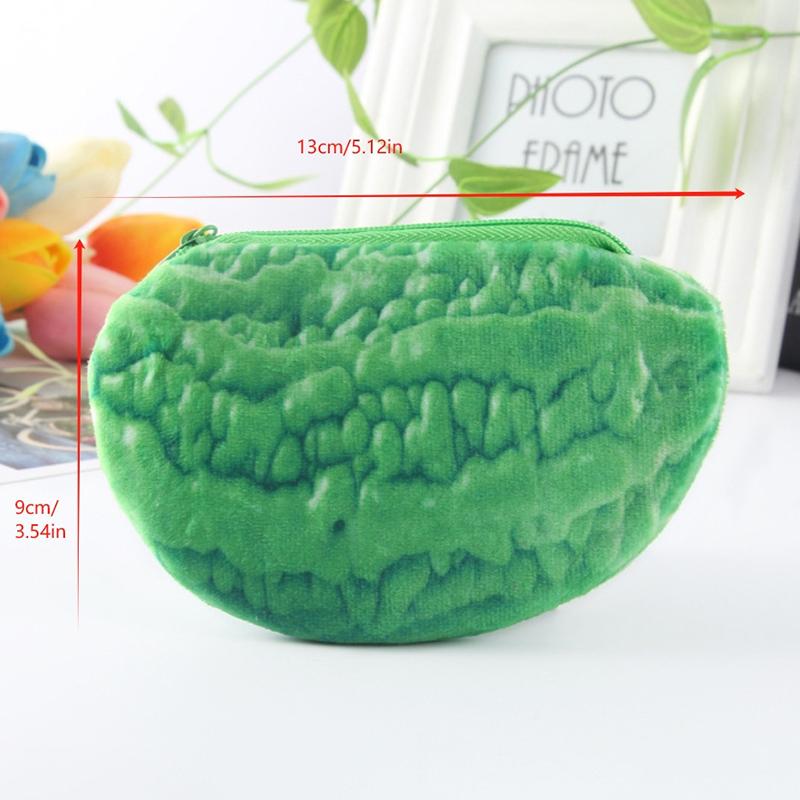 Cute Plush Vegetable Coin Purse Wrist Bag Mini Cute Zipper Girl Coin Wallet Cable Headset Bag