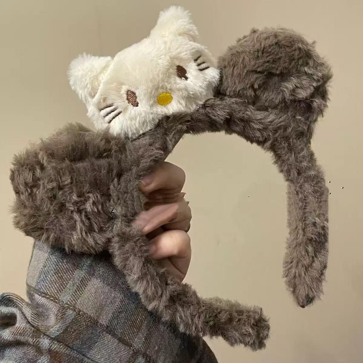 

Cartoon Cat Plush Headband: Cute Hair Accessory for Face Wash, Makeup, and Masks