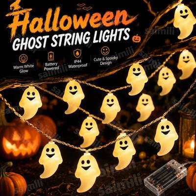 Batteriebetriebene Halloween Geister Lichterkette LED Hängende Dekorative Lampe für Innen Außen Hof Party Spukhaus Bar Feiertagsatmosphäre