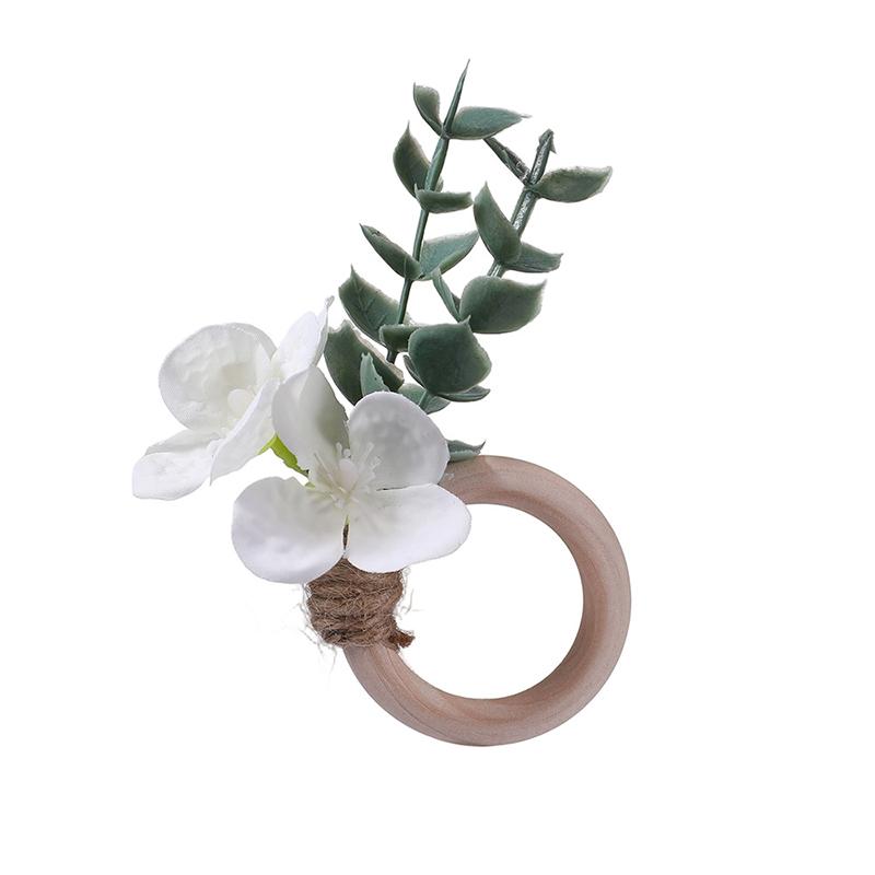 

Bohemian Silk Flower Napkin Rings Handmade Vintage Napkin Holders with Leaves for Wedding Table Decor Exquisite Decorative