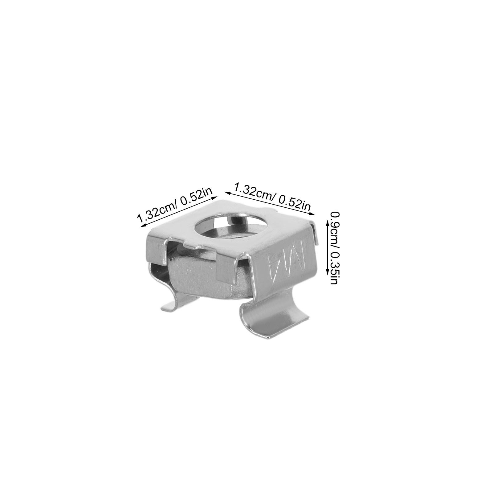 100Pcs Iron M4 Cage Nut Nickel Plated Snap-in Anti-Vibration Rack Mounting Nut Server Cabinet Electrical Panel Hardware Square серебряный