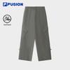 Women's Washed Grey Loose Straight-Leg Woven Pants