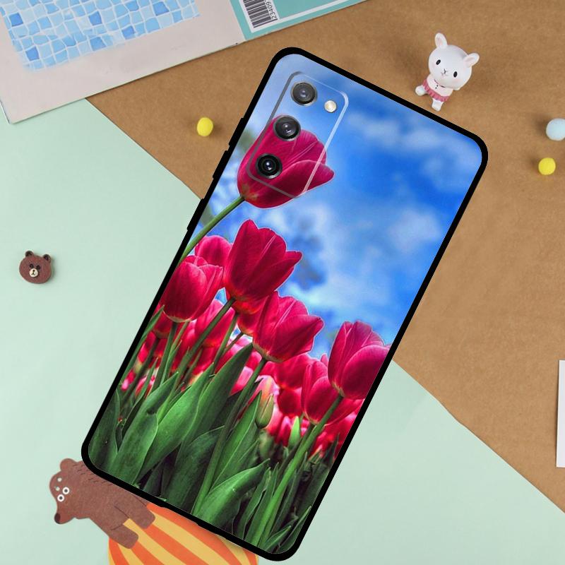 Spring Tulips Flower Case For Samsung Galaxy S23 S22 Ultra S21 S20 FE S8 S9 S10 Note 10 Plus Note 20 Ultra Cover