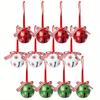12Pz Festosi Campanellini di Natale con Nastri Rossi e Motivi a Stella Perfetti per Albero di Natale e Decorazioni per la Casa.