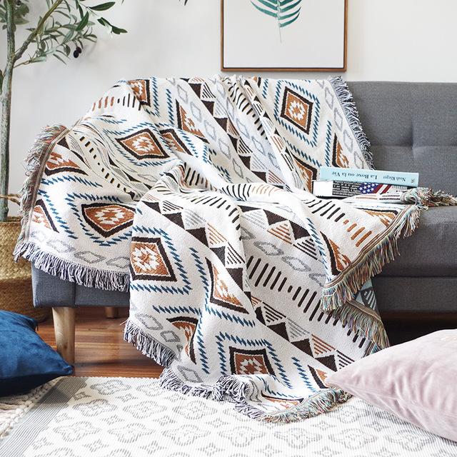 Double Side Boho Plaid Decorative Blankets For Bed Sofa Cover Camping Picnic Blanket Mat Tapestry Chair Couch Slipcover Blanket