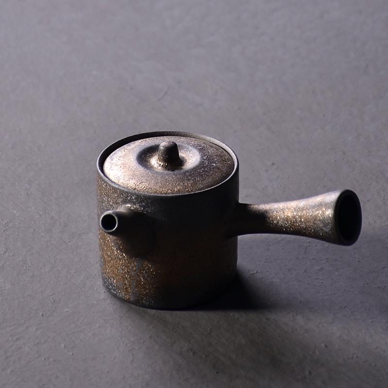 175ml Japanese Style Ceramic Side Handle Teapot Vintage Handmade Gilded Kung Fu Tea Set