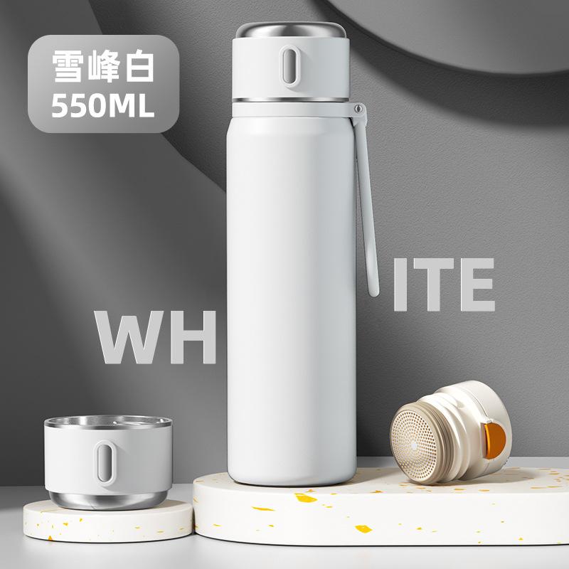 550ml Smart 316 Stainless Steel Thermos Cup with Tea Cup Vacuum Flasks Home Outdoor Portable Water Cup Thermos Bottle