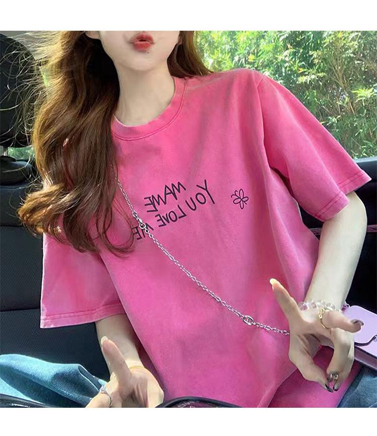 2026 New Minimalist Letter Print Trendy Versatile Summer Round Neck Casual Niche Short-Sleeved T-Shirt