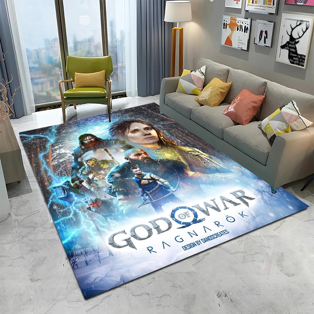 3D God of War Games Gamer Kratos HD Carpet Rug for Home Living Room Bedroom Sofa Doormat Decor,kids Area Rug Non-slip Floor Mat