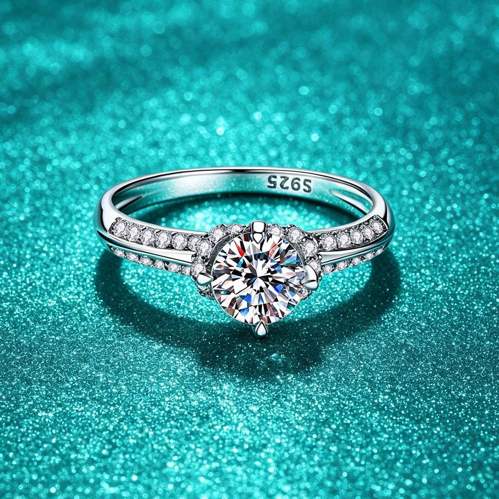D Color 925 Sterling Silver Moissanite Ring: Elegant Women's Proposal & Wedding Jewelry
