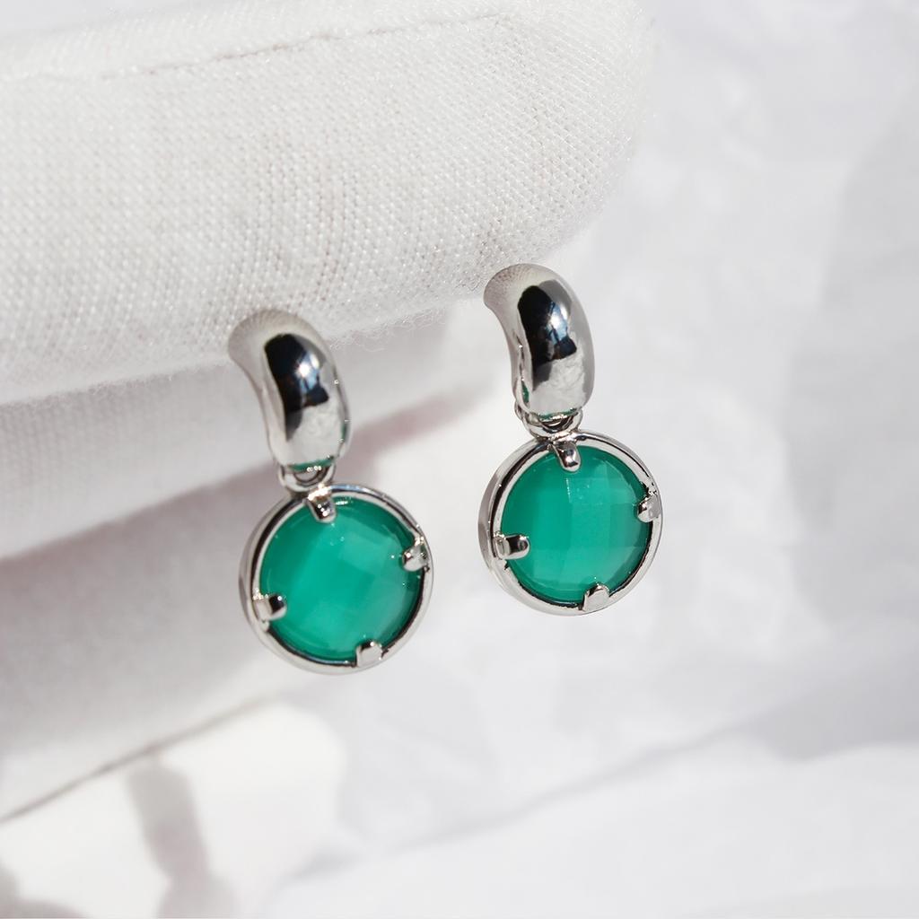 Poly's Originale Minimalistiske og Kjølige Sølv Øredobber, Allsidig Nasjonal Stil Nye Kinesiske Akvamarin Små Ørestikker 223