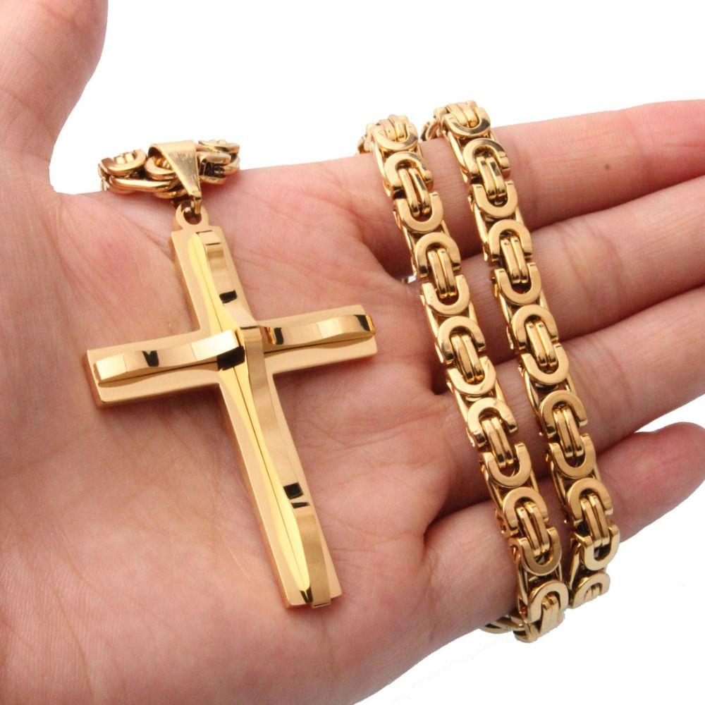 Titanium Steel Catholic Jewelry Accessories Retro Crucifix Pendant Chain Cross Necklace  Church