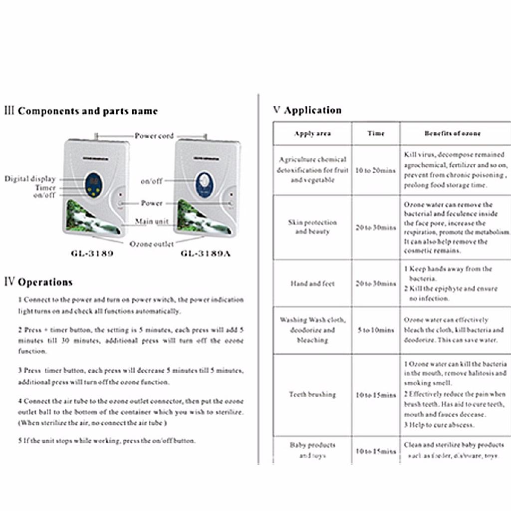 0.6g/h Portable Ozone Generator Ozonator Air Food Vegetables Sterilizer Purifier Washers Home Appliances 12W 220V 50Hz