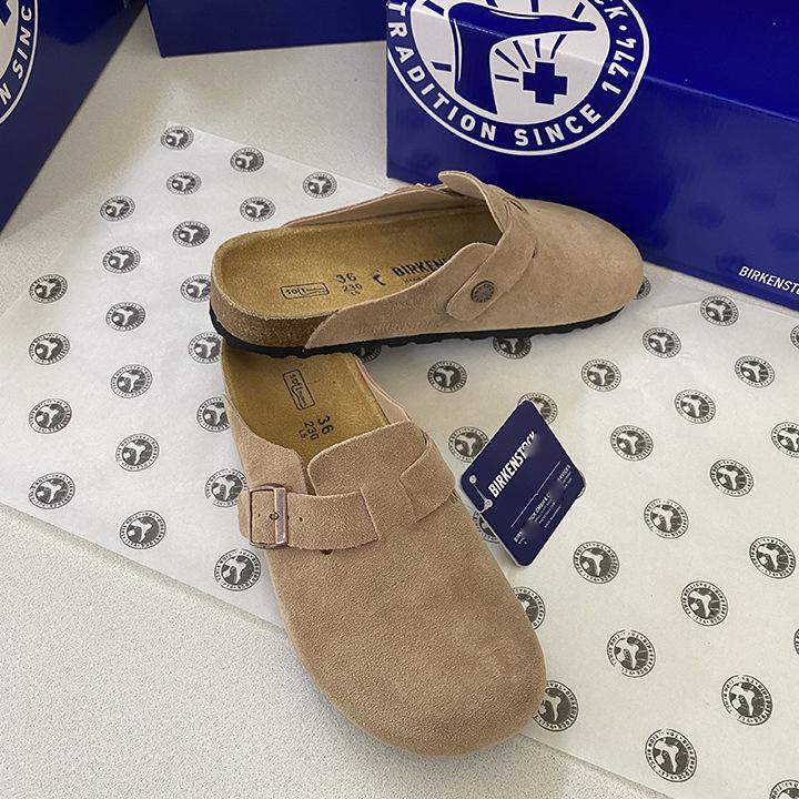 Unisex BK Pravá kůže Birkenstock Uzavřené Retro Mules s Korkovou Podrážkou – Pohodlné a Všestranné.