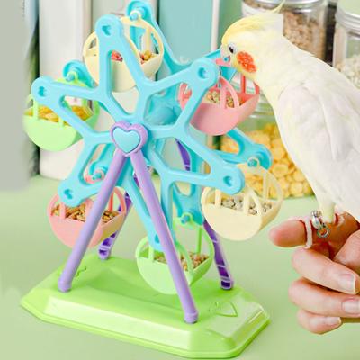 Brinquedo para pássaros, alimentador de roda colorido, brinquedo para papagaios, brinquedo para alimentação com 6 caixas de lanche, brinquedo para treinamento de inteligência de pássaros, suprimentos para animais de estimação