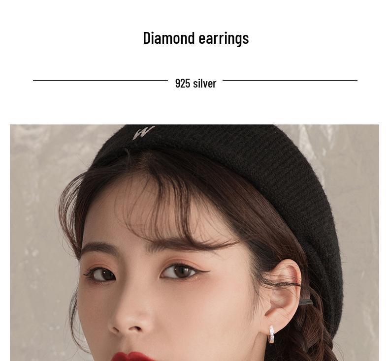 S925 Sterling Silver Diamond Ear Cuffs - 2026 Elegant Japanese Korean Style Simple Hoop Earrings for Women