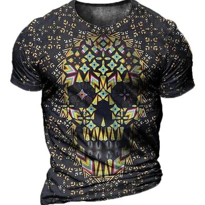 Men's Horror Skull T-shirt 3D Printed Pattern Skull T-shirt Men's Death Skull Short Sleeve Plus Size Top T-shirt Men's Casual Fa