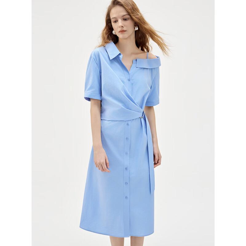 ELLE Elegant Off-Shoulder Design Shirt Dress