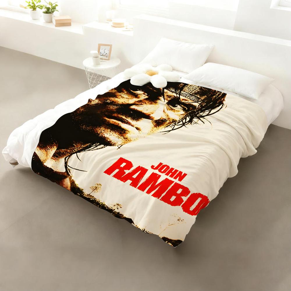 Movie Rambo Throw Flannel Throw Blanket: Soft Kid-Friendly Warm Anti-Static All Season Washable Couch Bed Home