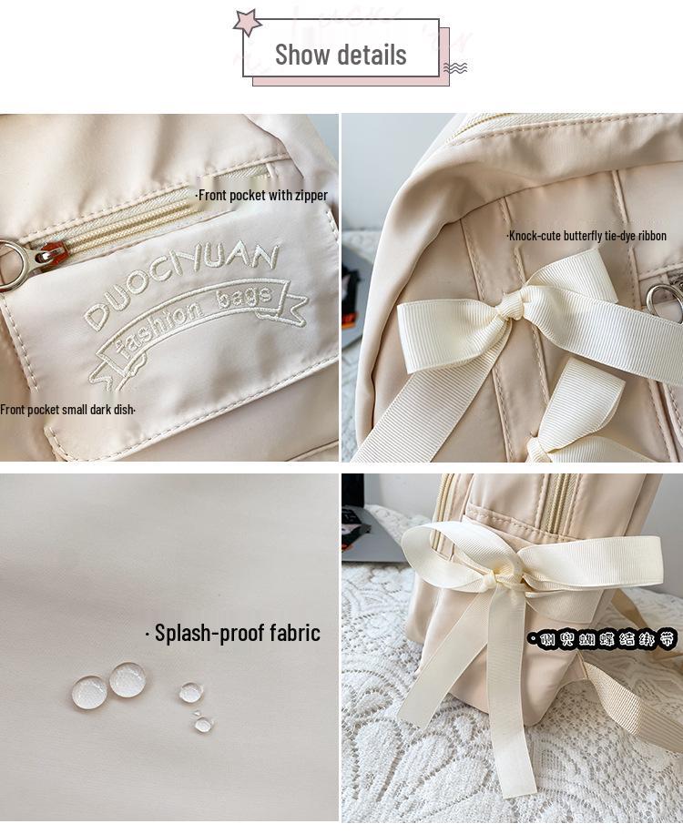 Japanese Anime Academy Style Cute Bow Color Block Pleated Soft Girl Student Backpack for Women