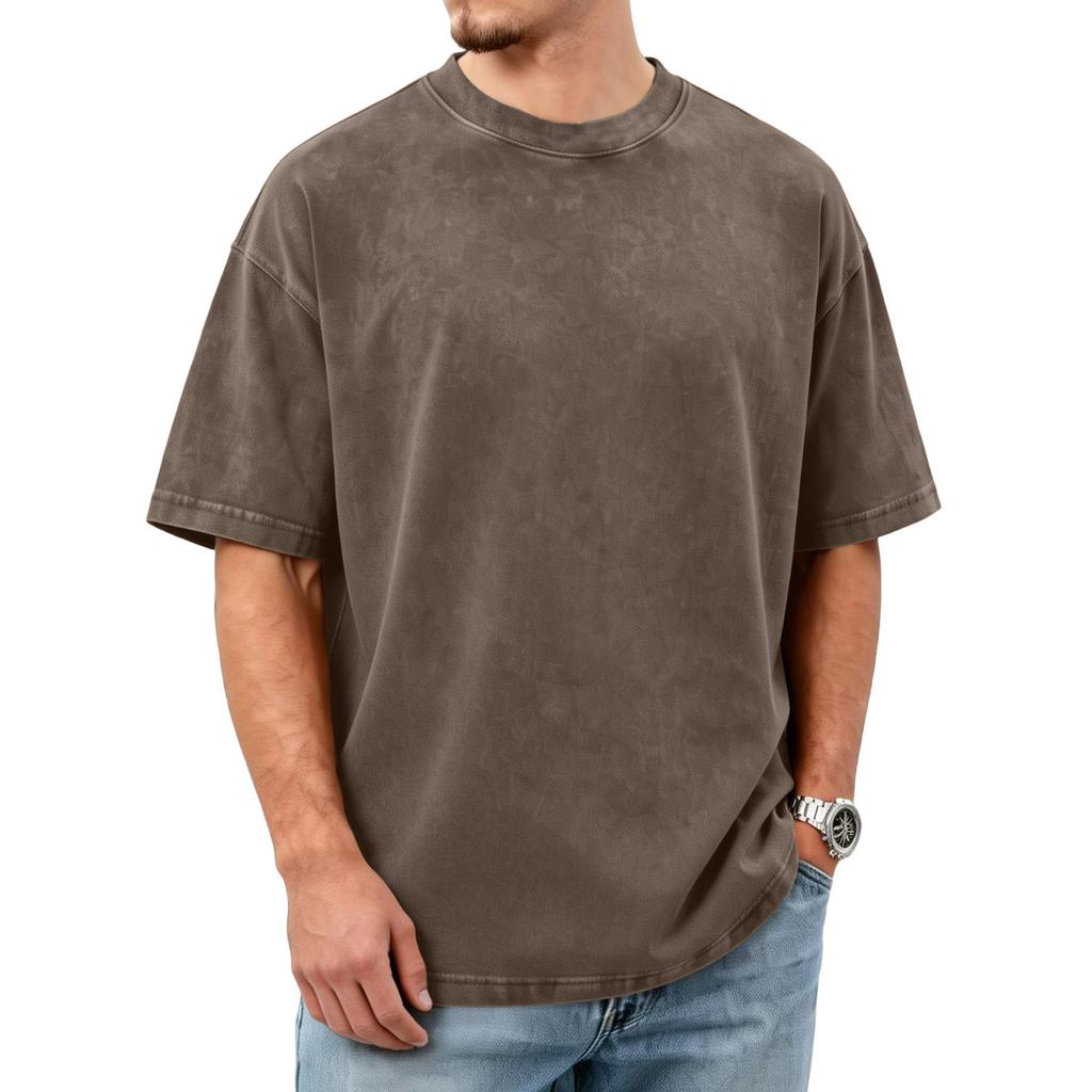 Men's Distressed Cotton -Neck Short Sleeve T-Shirt | Casual Vintage Tees For Daily Wear
