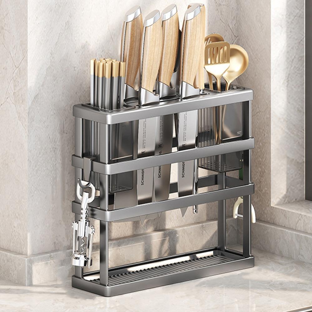 Wall Mounted Utensil Drying Rack Large Capacity Knives Rack Cutting Board Holder  for Kitchen