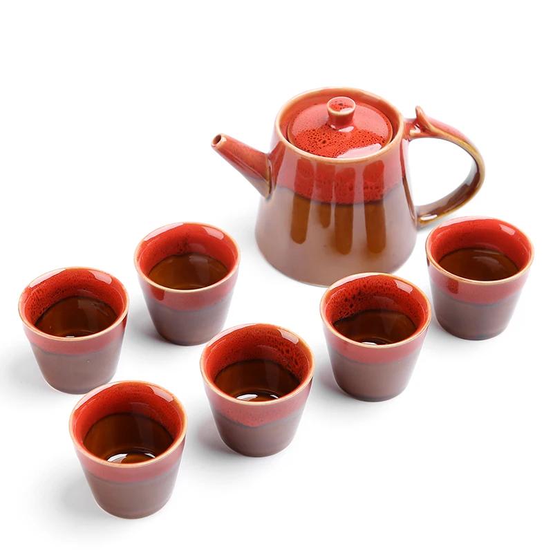 Chinese Travel Kung Fu 7pcs Tea Sets Ceramic Portable Porcelain Service Gaiwan Simple Cups Teapot Gift Box ZM227