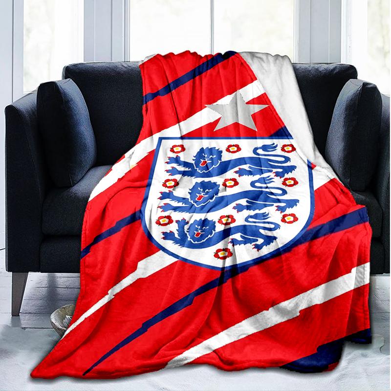 1PC England Football Crest Printed Soft Flannel Blanket Throw for Adult Bedroom Living Room Sofa Camping Travel Fan gifts Christmas Gifts
