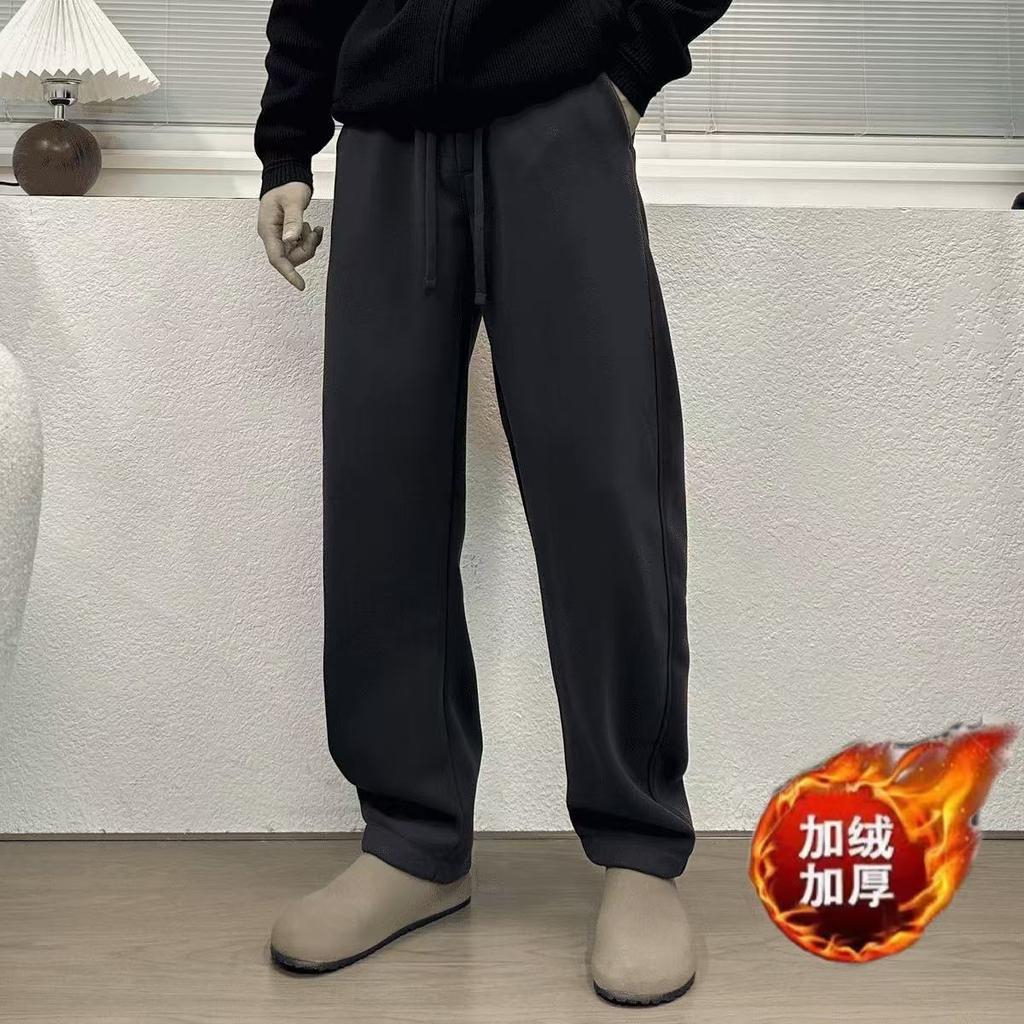 Spring and Autumn New Trend Men's Solid Color Tube Pants Casual Pants Autumn and Winter Straight Loose Sweatpants Sweatpants Long Pants