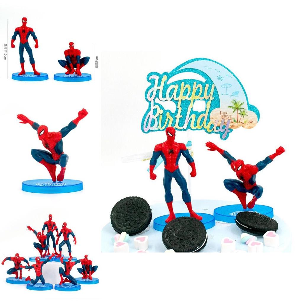 7pcs Mini Spiderman Figures Pvc Miniatures Desktop Cake Topper Decoation