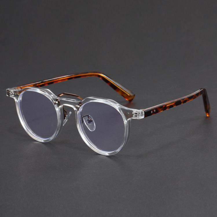 Handcrafted Irregular Green & Black Retro Wood Grain Eyeglass Frames with Prescription Lens Option