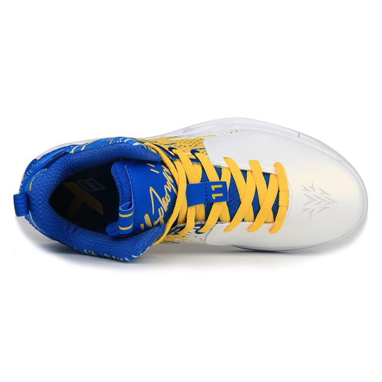 new Anta KT2 Cushioning Anti Slip Wear Resistant Breathability Low Top Performance Basketball Shoes Men's White Blue Yellow