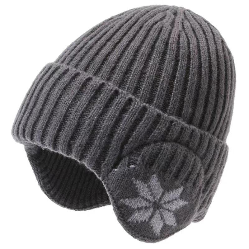 2PCS Winter Men s Warm Knitted Woolen Hat Outdoor Ear Protection Plus Velvet Beanie For Women s Pullover Hats 2PCS темно серый