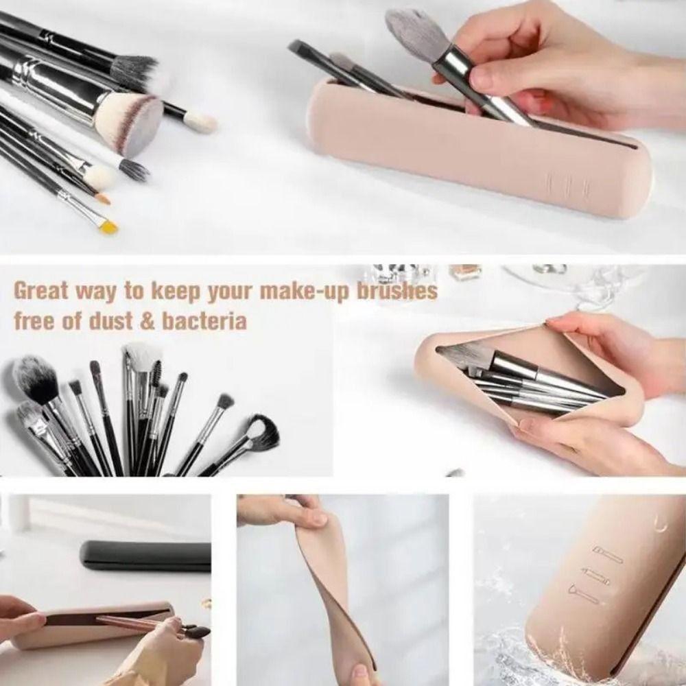 Waterproof Silicone Makeup Brush Holder Pouch Cosmetic Brush Protective Case Travel