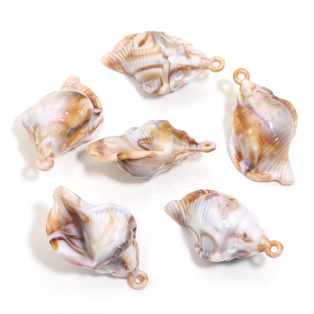 10-100pcs Natural Shell Acrylic Beads Ocean Light Brown  Seashell Pendants For Jewelry Making DIY Bracelets Keychain Accessories